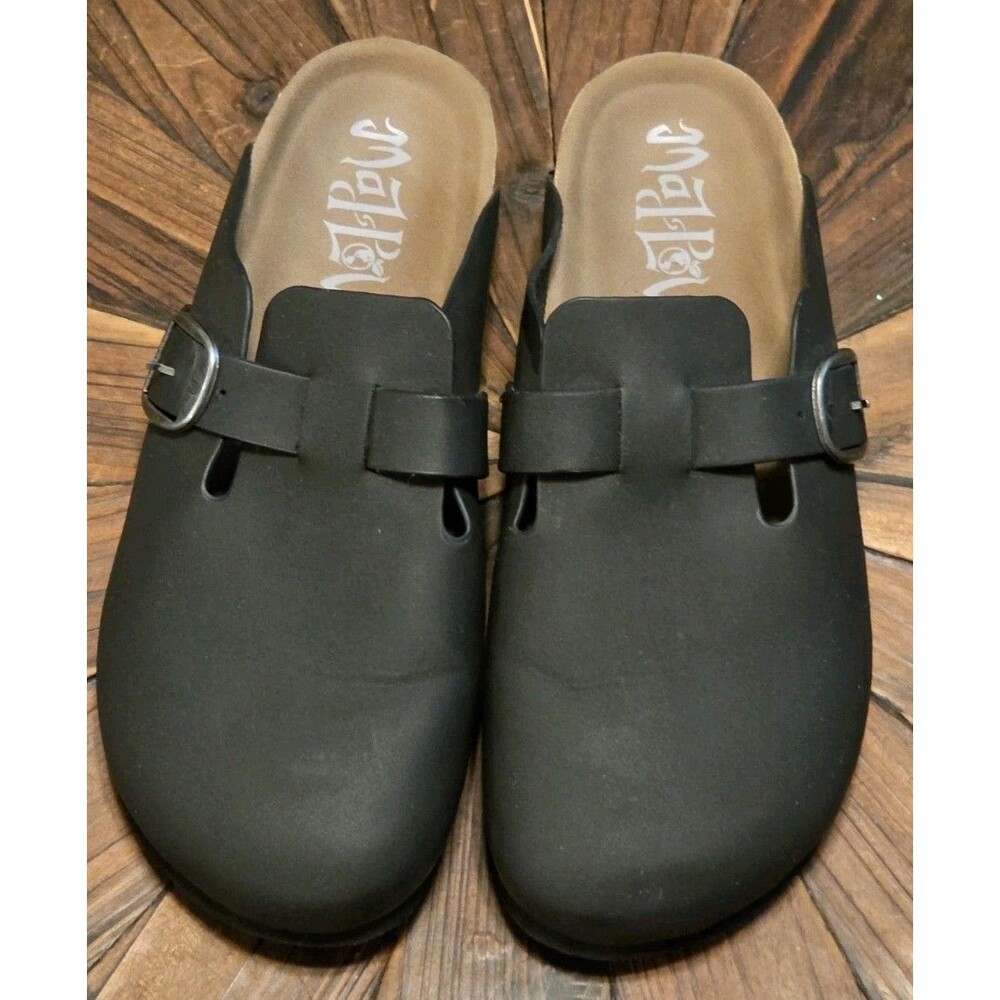Wild Blue Women's Black Slide Sandals w/ Adjustable Buckle Strap - Size 6